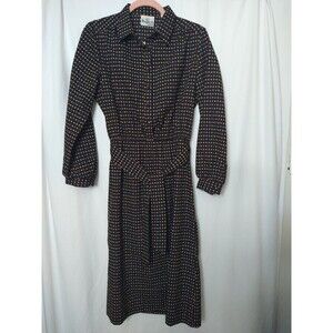 Vintage Bayard Sport 1970s Brown Orange Dress w/ Belt/Tie Size 10 Union Made USA